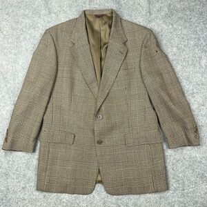 VTG Hart Schaffner Marx Blazer Mens 42R Brown Glen Plaid Tweed Wool Sport Coat‎